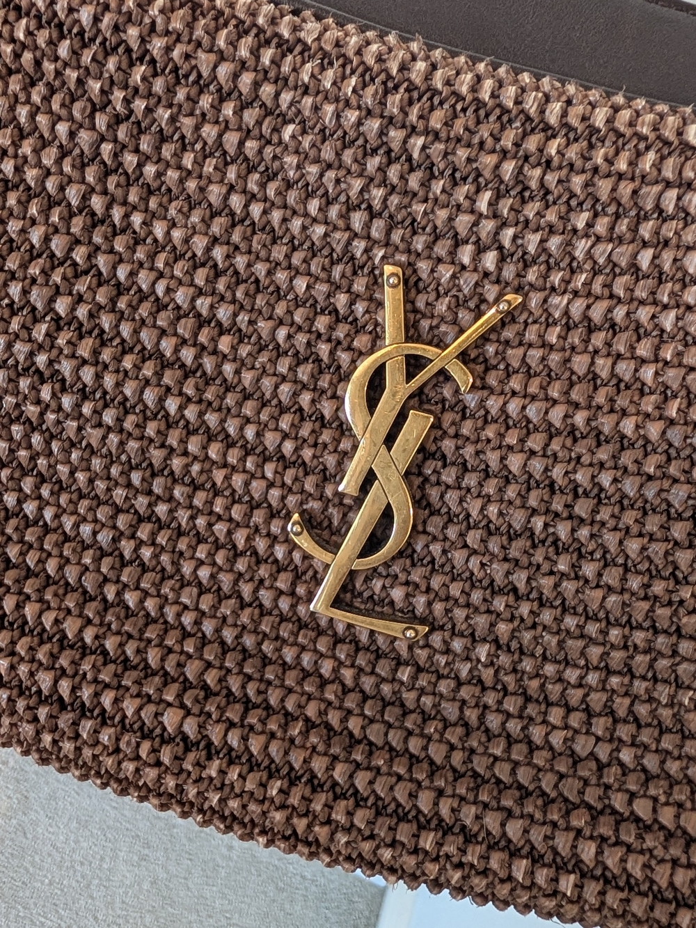 SAINT LAURENT Lou Ysl Monogram Raffia Camera Bag In Brown - Picture 4 of 14